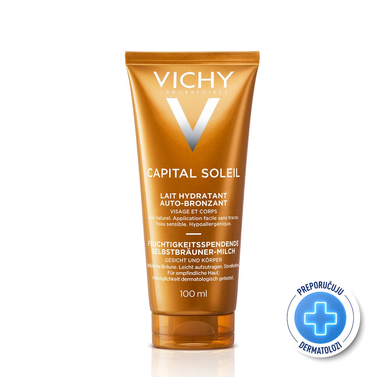 VICHY CAPITAL SOLEIL Hidratantno mleko za samopotamnjivanje, lice i telo, 100 ml
