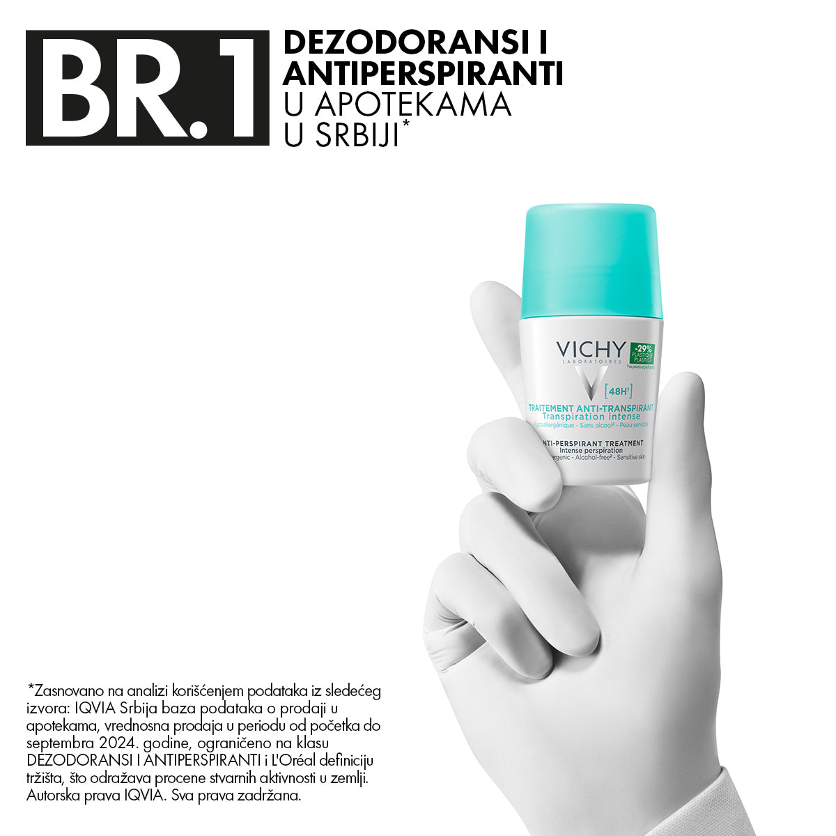 VICHY DÉODORANT Roll-on dezodorans za regulaciju prekomernog znojenja 48h, 50 ml