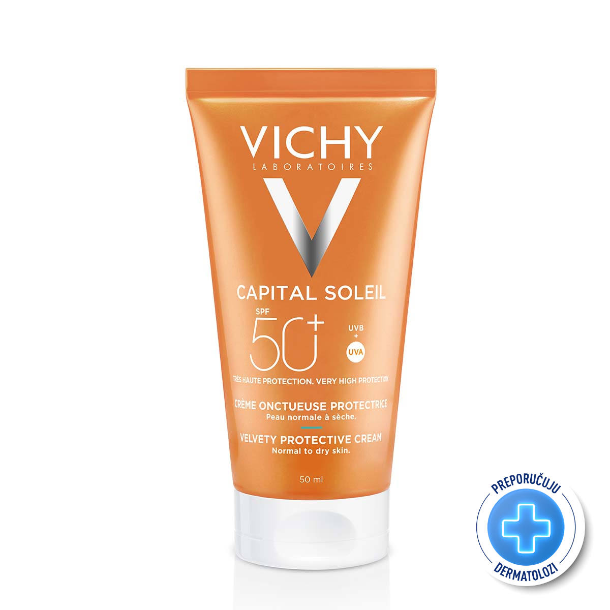 VICHY CAPITAL SOLEIL Baršunasta krema za zaštitu od sunca za lepši izgled kože SPF 50+, 50 ml