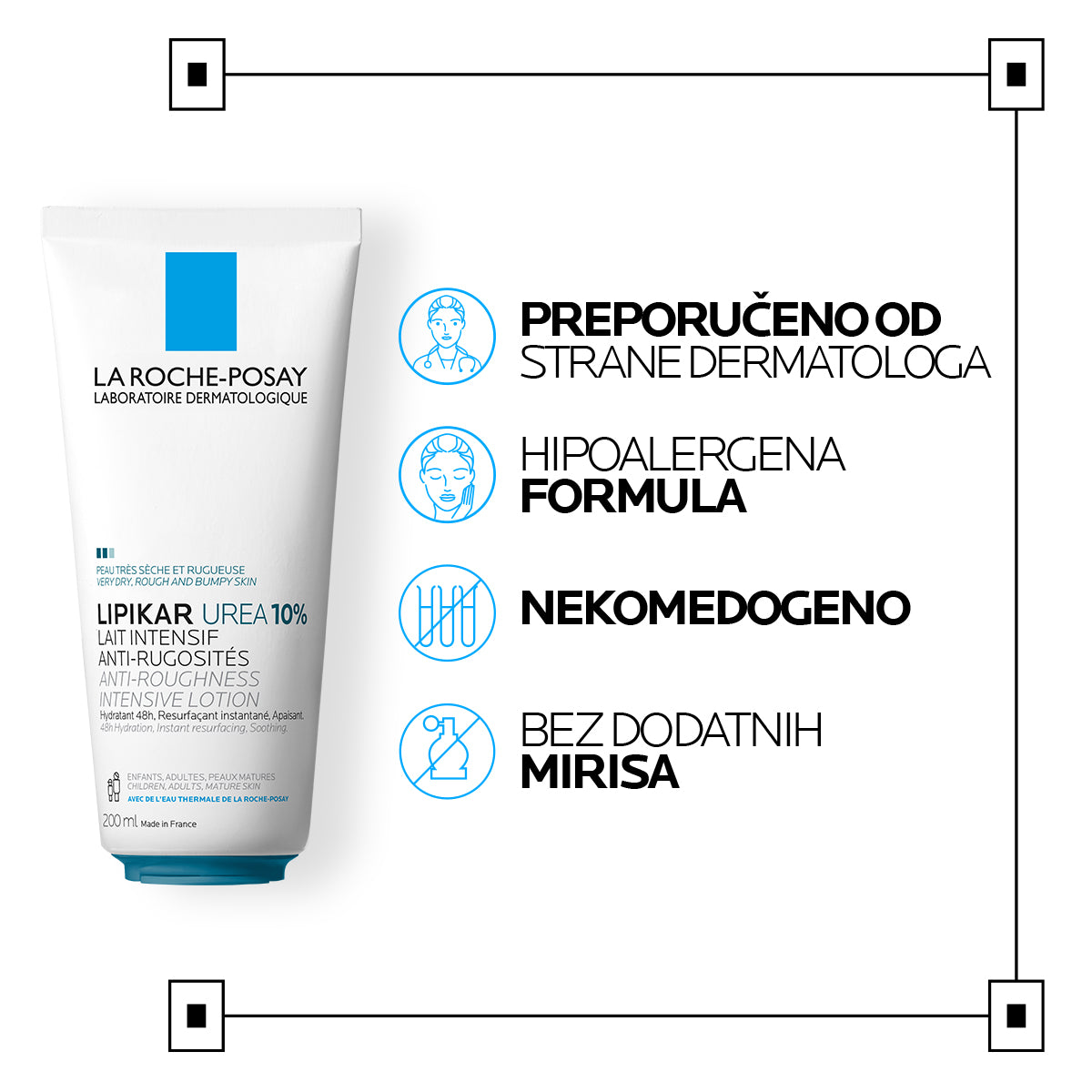 La Roche Posay LIPIKAR LAIT UREA 10% Hidratantni losion sa trostrukim dejstvom protiv perutanja i hrapavosti, 200 ml
