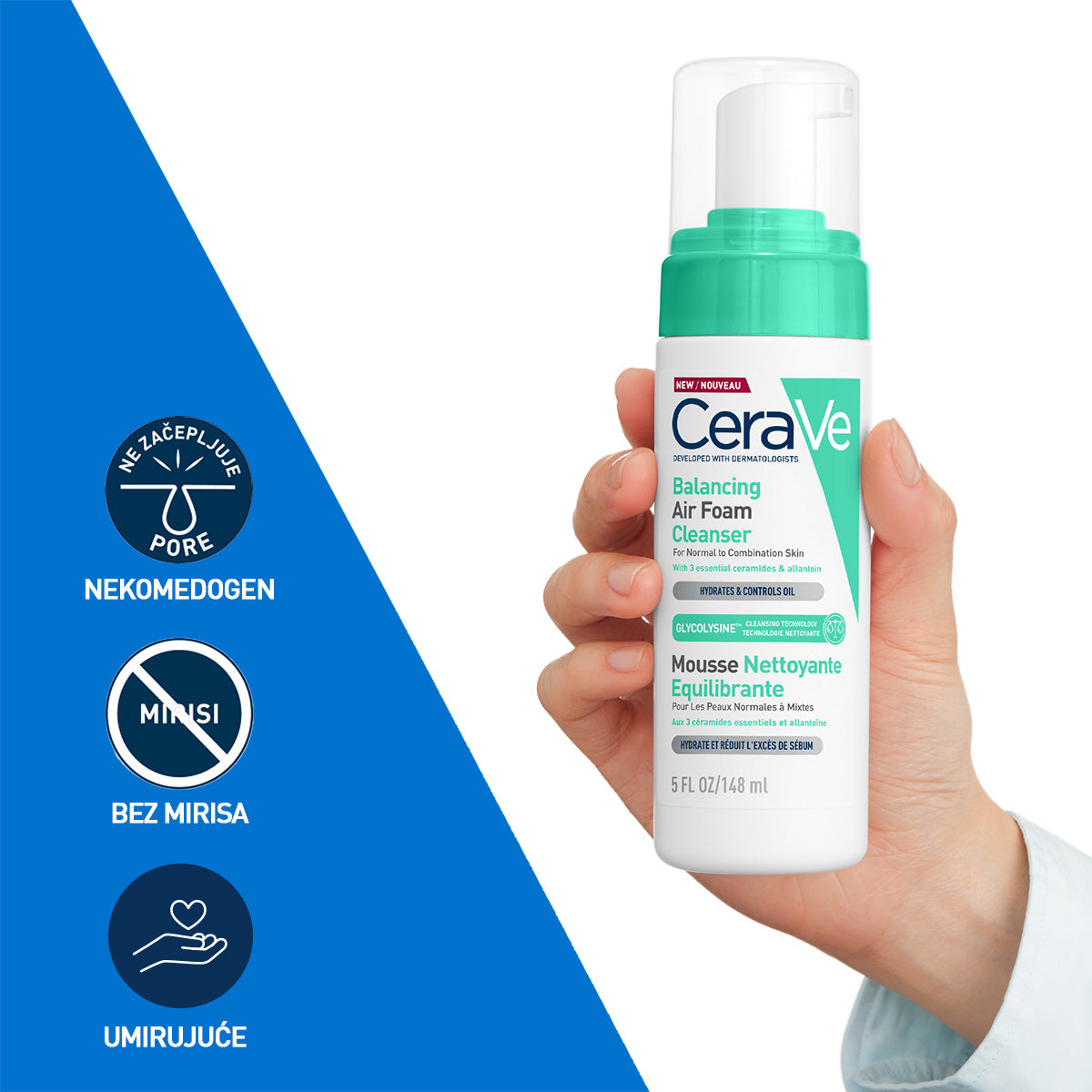 CeraVe Vazdušasta pena za čišćenje za uravnoteženu kožu 148 ml
