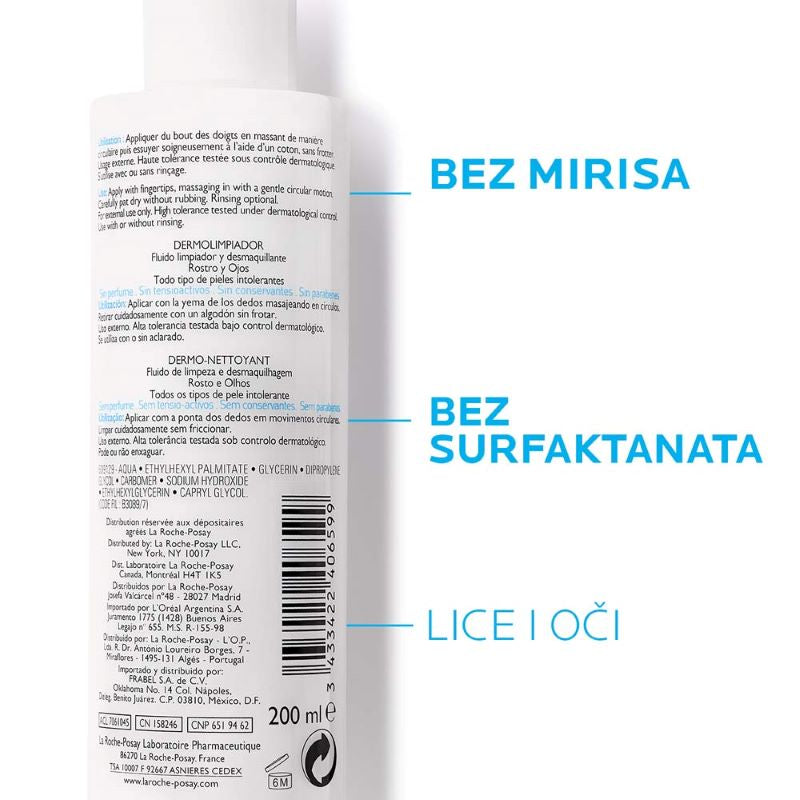 La Roche Posay TOLERIANE Losion za čišćenje kože i uklanjanje šminke, suva i osetljiva koža, 200 ml