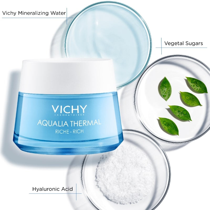 VICHY AQUALIA THERMAL Bogata krema za hidrataciju kože sa hijaluronskom kiselinom, suva do vrlo suva koža, 50 ml