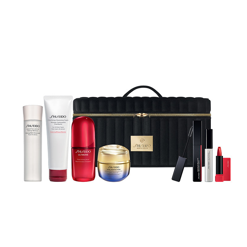 SHISEIDO BLOCKBUSTER SET (S.ZA UKL.ŠMINKE 125ML,P.ZA ČIŠĆENJE125 ML,P.I. SERUM 50ML,KREMA ZA P.I U?VR. 50ML,I.LASH MASKARA,T.S.KARMIN ,SERUM ZA TREPAVICE 6ML)