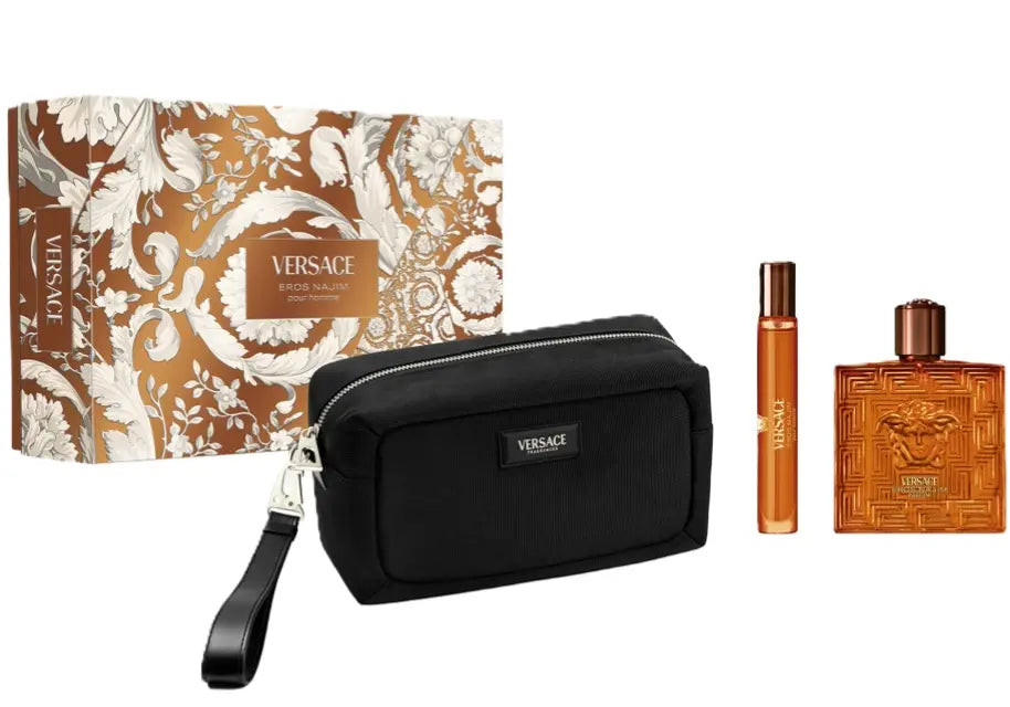 VERSACE EROS NAJIM POUR HOMME PARFUM 100 ML + PARFUM 10 ML + BLACK TROUSSE
