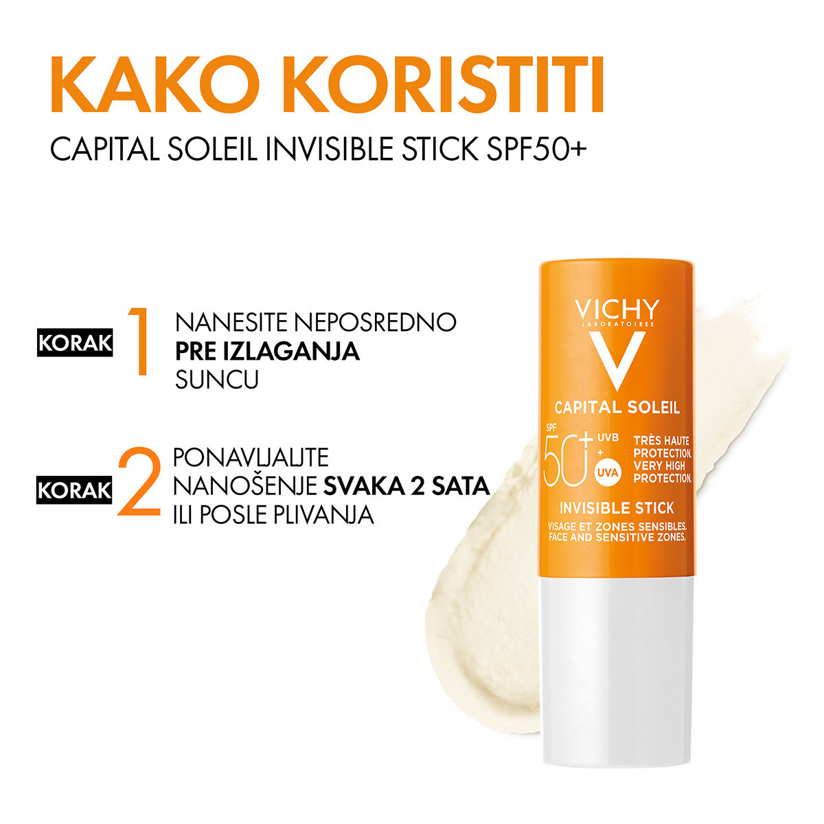 VICHY CAPITAL SOLEIL Stik za osetljiva područja SPF 50+, 9 g