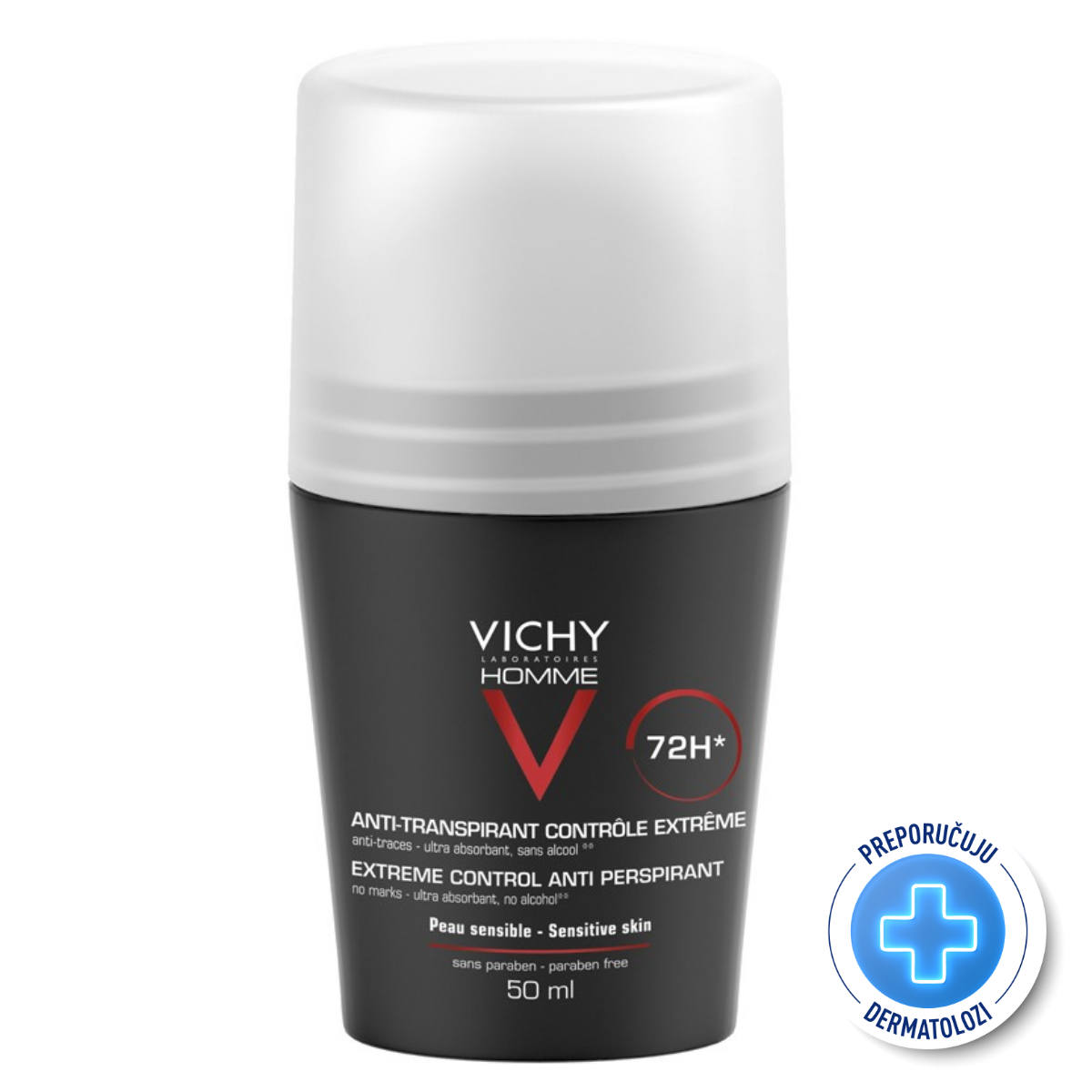 VICHY HOMME PROMO PAKET Antiperspirant roll-on za zaštitu od znojenja do 72h, bez alkohola, ne ostavlja tragove, 50 mlx2