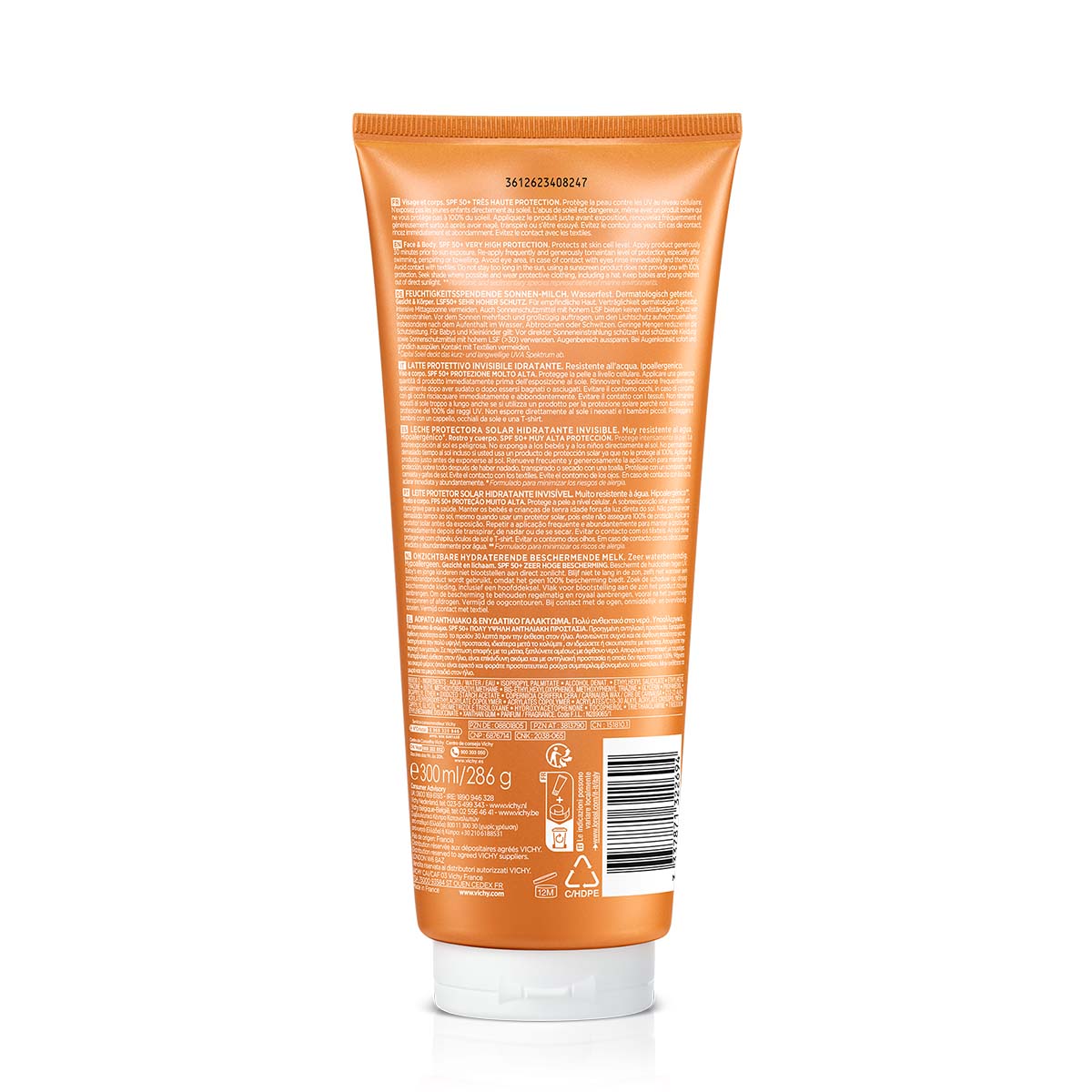 VICHY CAPITAL SOLEIL Hidratantno mleko za zaštitu od sunca za lice i telo SPF 50+, porodično pakovanje, 300 ml