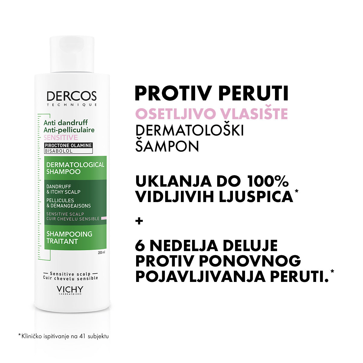 VICHY DERCOS Šampon protiv peruti za osetljivu kožu glave bez sulfata, 200 ml