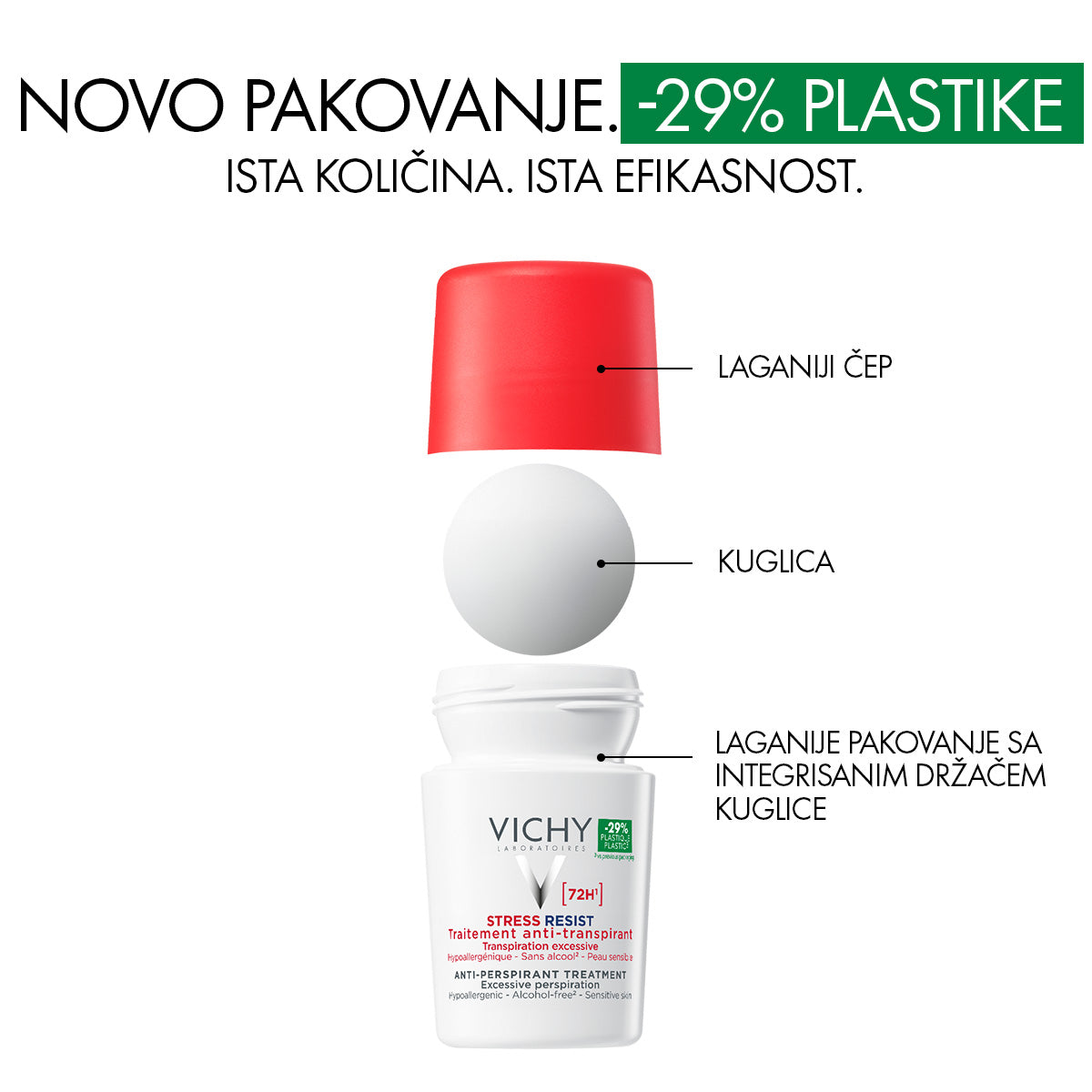 VICHY DÉODORANT Stress resist roll-on dezodorans za regulacju prekomernog znojenja 72h, 50 ml