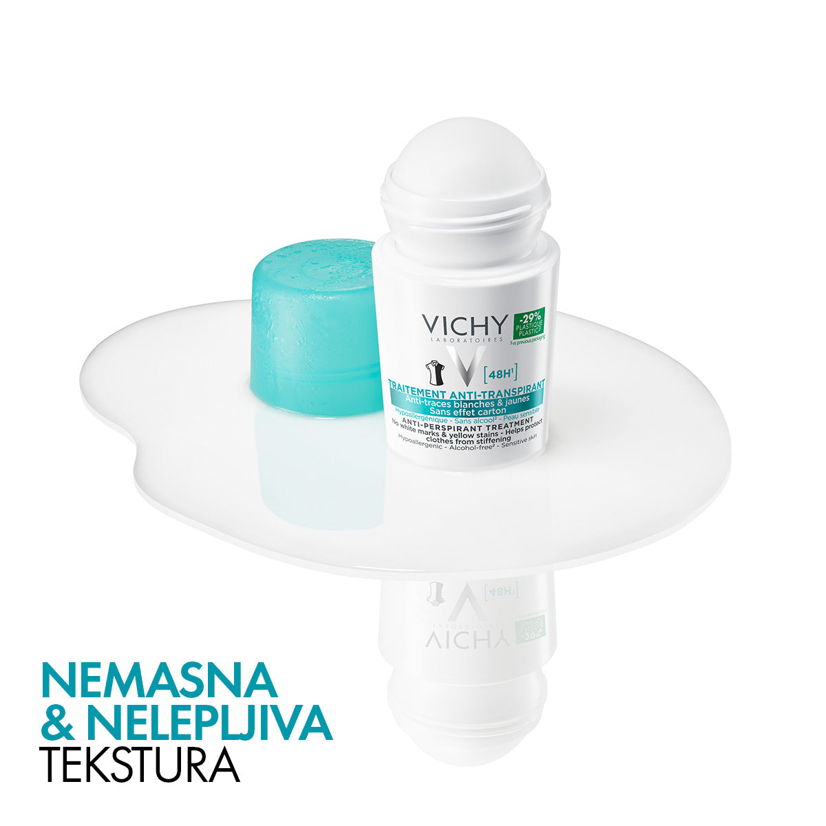 VICHY DÉODORANT Roll-on dezodorans za regulaciju prekomernog znojenja do 48h bez belih tragova i žutih fleka, 50 ml