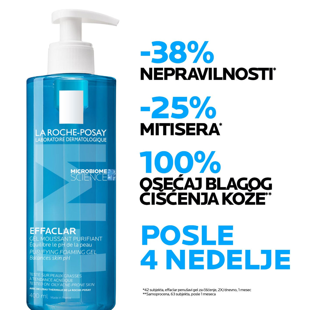 La Roche Posay : EFFACLAR Penušavi gel za čišćenje masne, osetljive kože lica sklone aknama sa novim aktivnim sastojkom filobiomom, zasnovan na nauci o mikrobiomu, 200 ml