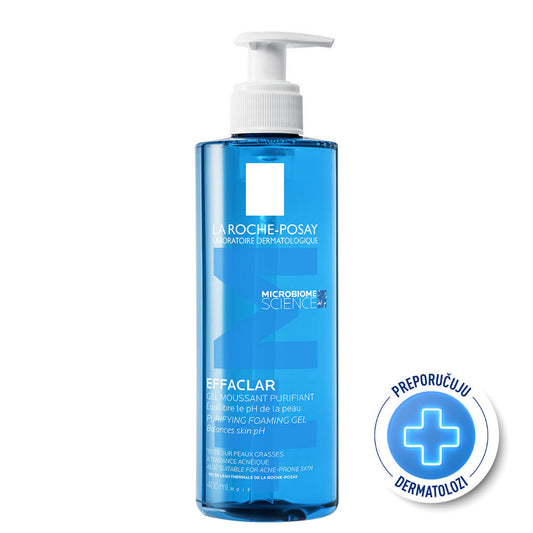 La Roche Posay : EFFACLAR Penušavi gel za čišćenje masne, osetljive kože lica sklone aknama sa novim aktivnim sastojkom filobiomom, zasnovan na nauci o mikrobiomu, 400 ml