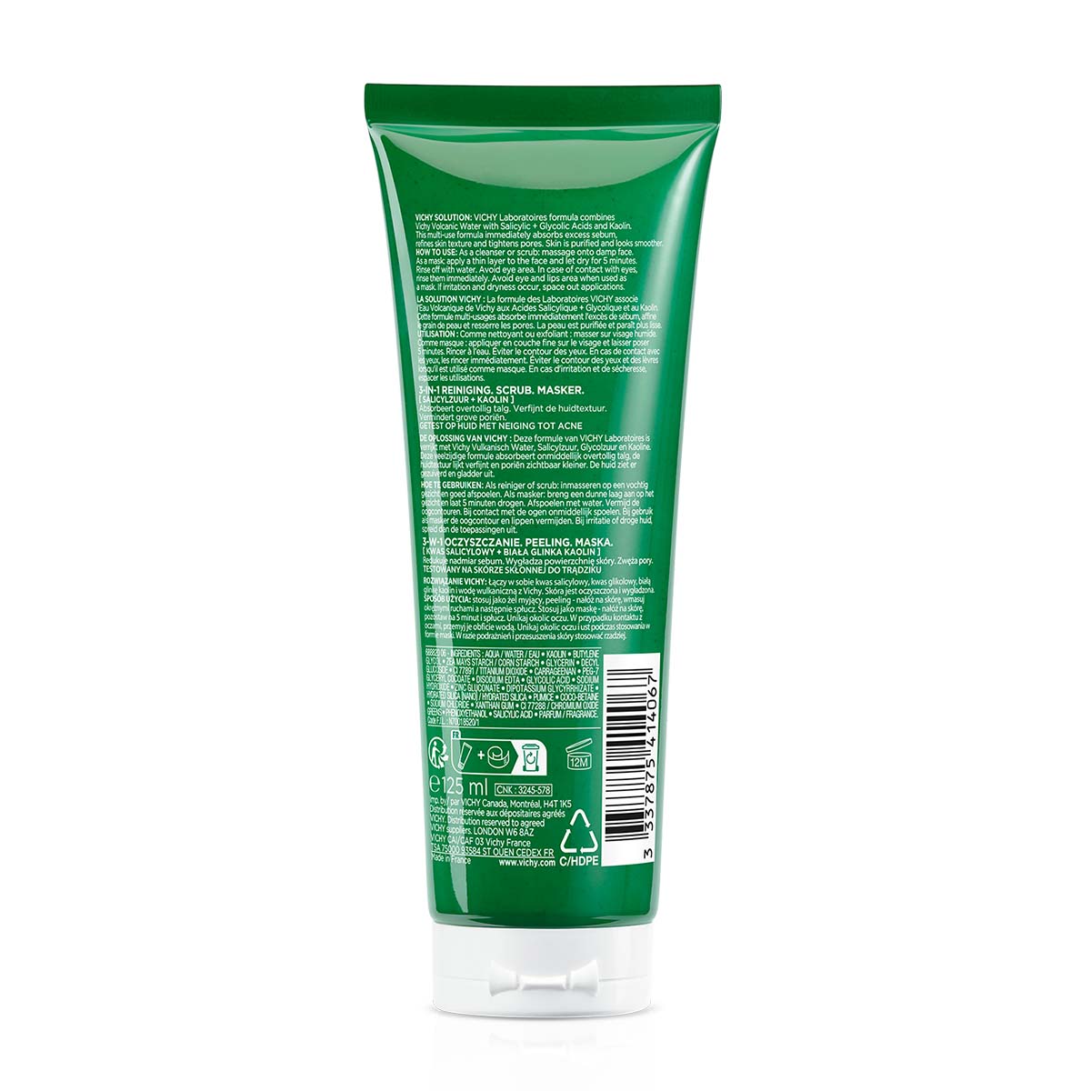 VICHY NORMADERM 3 u 1 nega za kožu sklonu aknama - krema za čišćenje lica, piling, maska, 125 ml