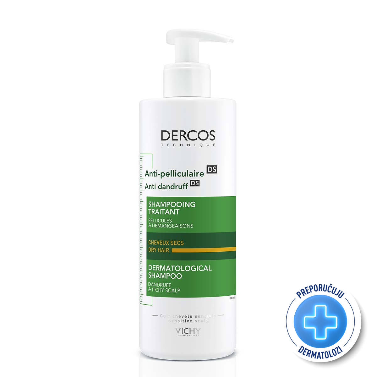VICHY DERCOS AD Šampon protiv peruti za suvu kosu, 390 ml