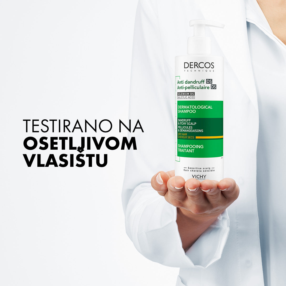 VICHY DERCOS AD Šampon protiv peruti za suvu kosu, 390 ml