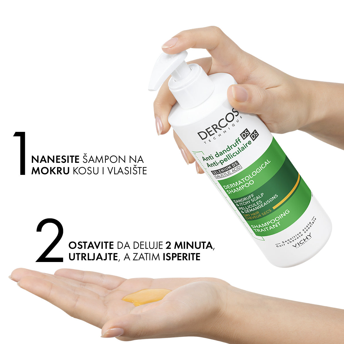 VICHY DERCOS AD Šampon protiv peruti za suvu kosu, 390 ml