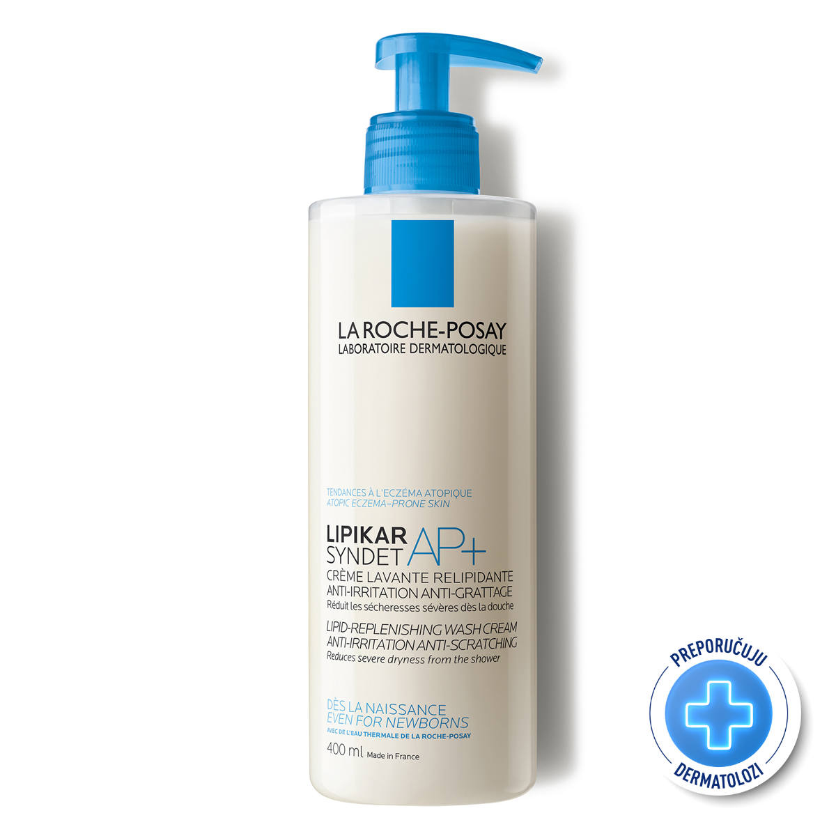 La Roche Posay LIPIKAR SYNDET AP+ Kremasti gel za tuširanje obogaćen lipidima za svakodnevno pranje osetljive suve kože s osećajem svraba i iritacija, pogodno za bebe, decu i odrasle, 400 ml