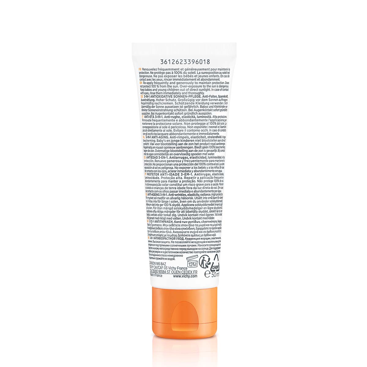 VICHY CAPITAL SOLEIL Krema za zaštitu od sunca sa anti-age efektom 3u1 SPF50, 50 ml