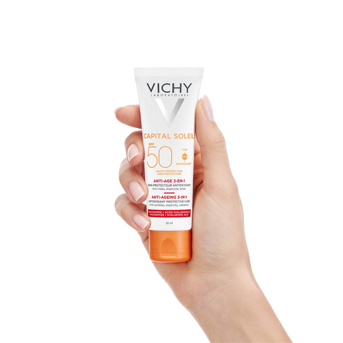 VICHY CAPITAL SOLEIL Krema za zaštitu od sunca sa anti-age efektom 3u1 SPF50, 50 ml