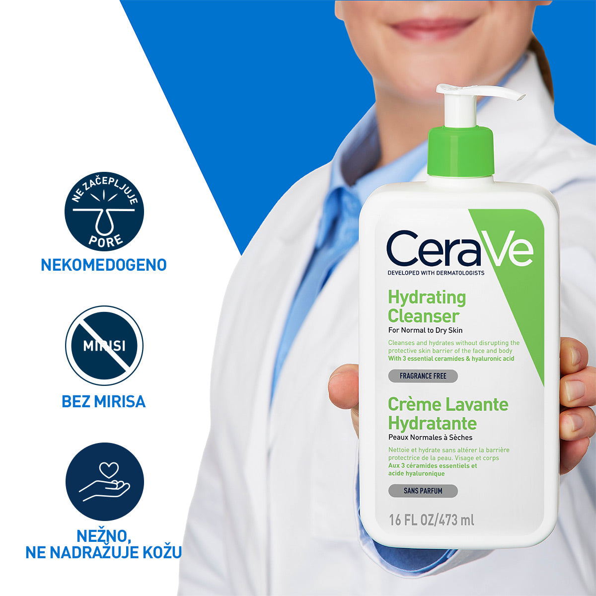 CeraVe Hidratantna emulzija za čišćenje lica za normalnu do suvu kožu, 976 ml