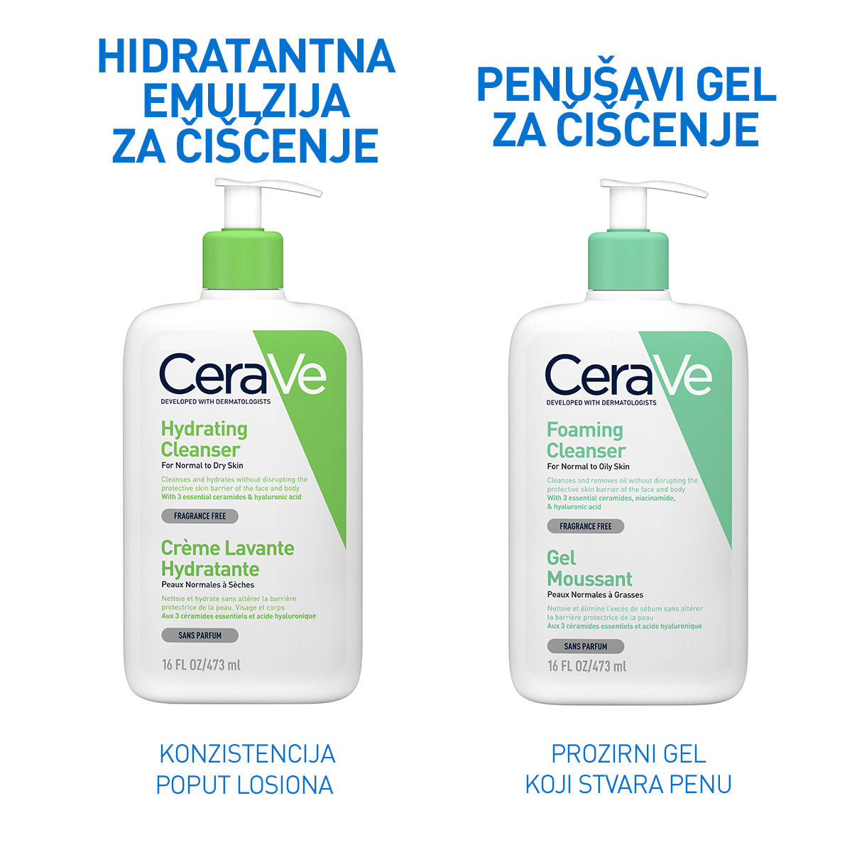 CeraVe Hidratantna emulzija za čišćenje lica za normalnu do suvu kožu, 976 ml