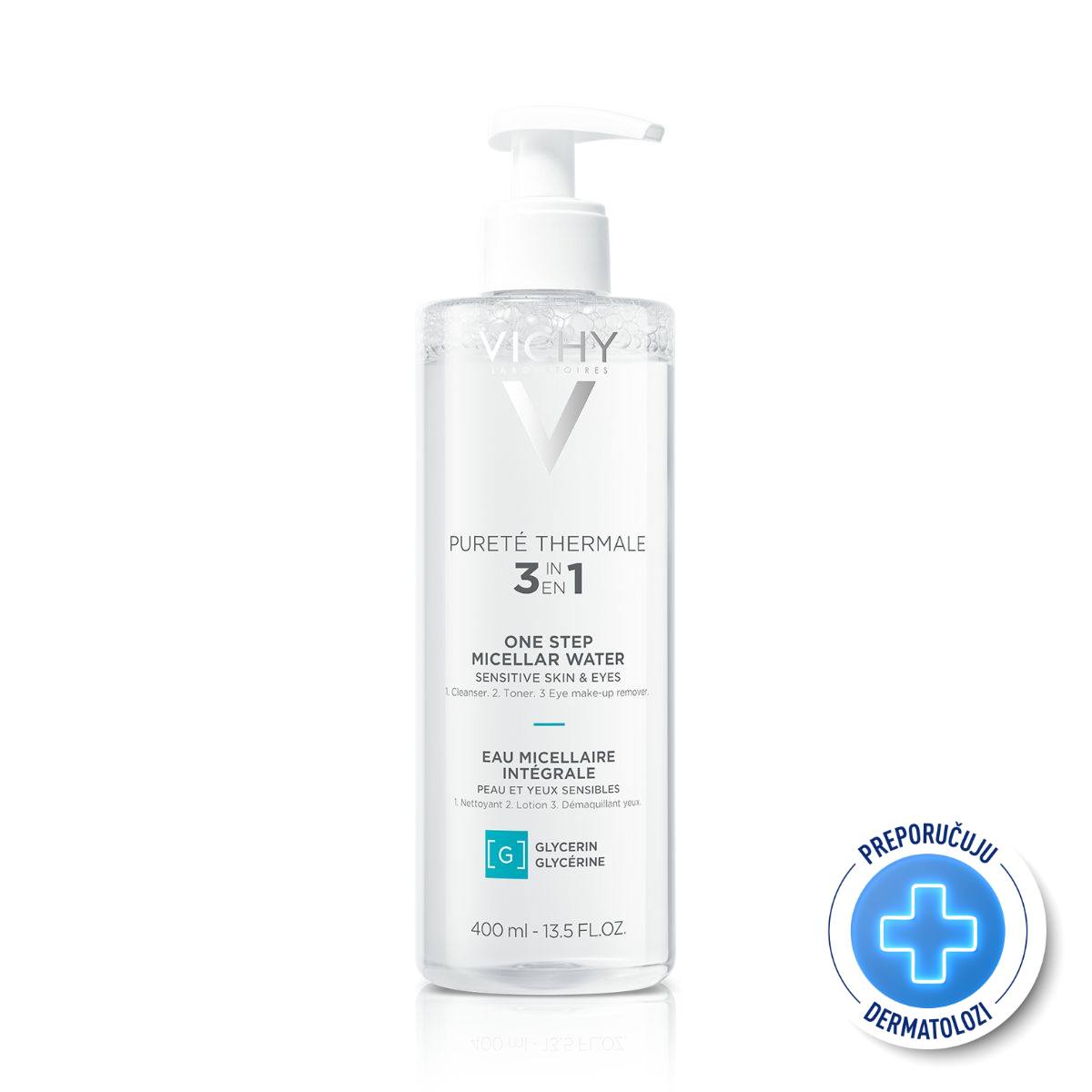 VICHY PURETÉ THERMALE Mineralizovana micelarna voda sa pantenolom za osetljivu kožu, 400 ml