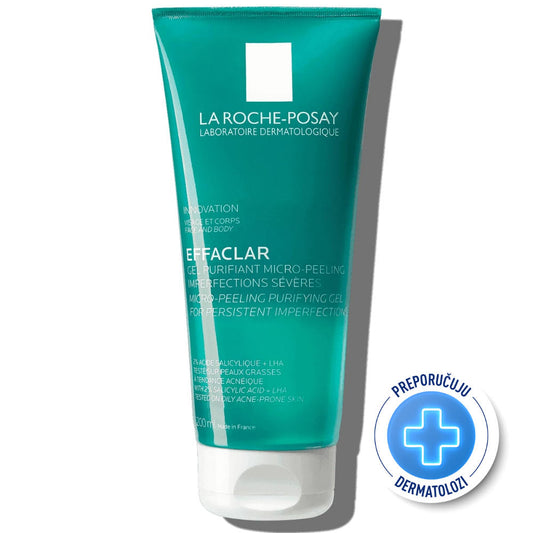 La Roche Posay EFFACLAR Pročišćavajući mikro-piling gel za čišćenje lica i tela, za masnu kožu, 200 ml