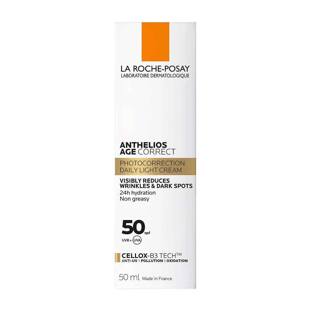 La Roche Posay ANTHELIOS AGE CORRECT SPF50 Dnevna zaštita od sunca koja ispravlja znakove starenja, bore, tamne mrlje i elastičnost, 50 ml