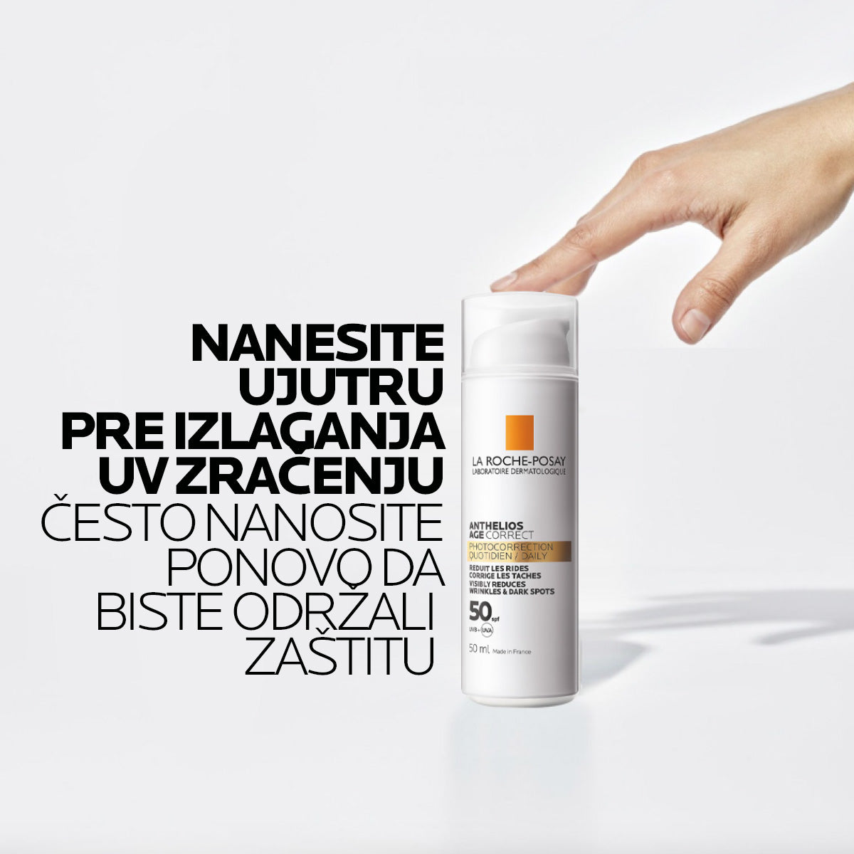 La Roche Posay ANTHELIOS AGE CORRECT SPF50 Dnevna zaštita od sunca koja ispravlja znakove starenja, bore, tamne mrlje i elastičnost, 50 ml