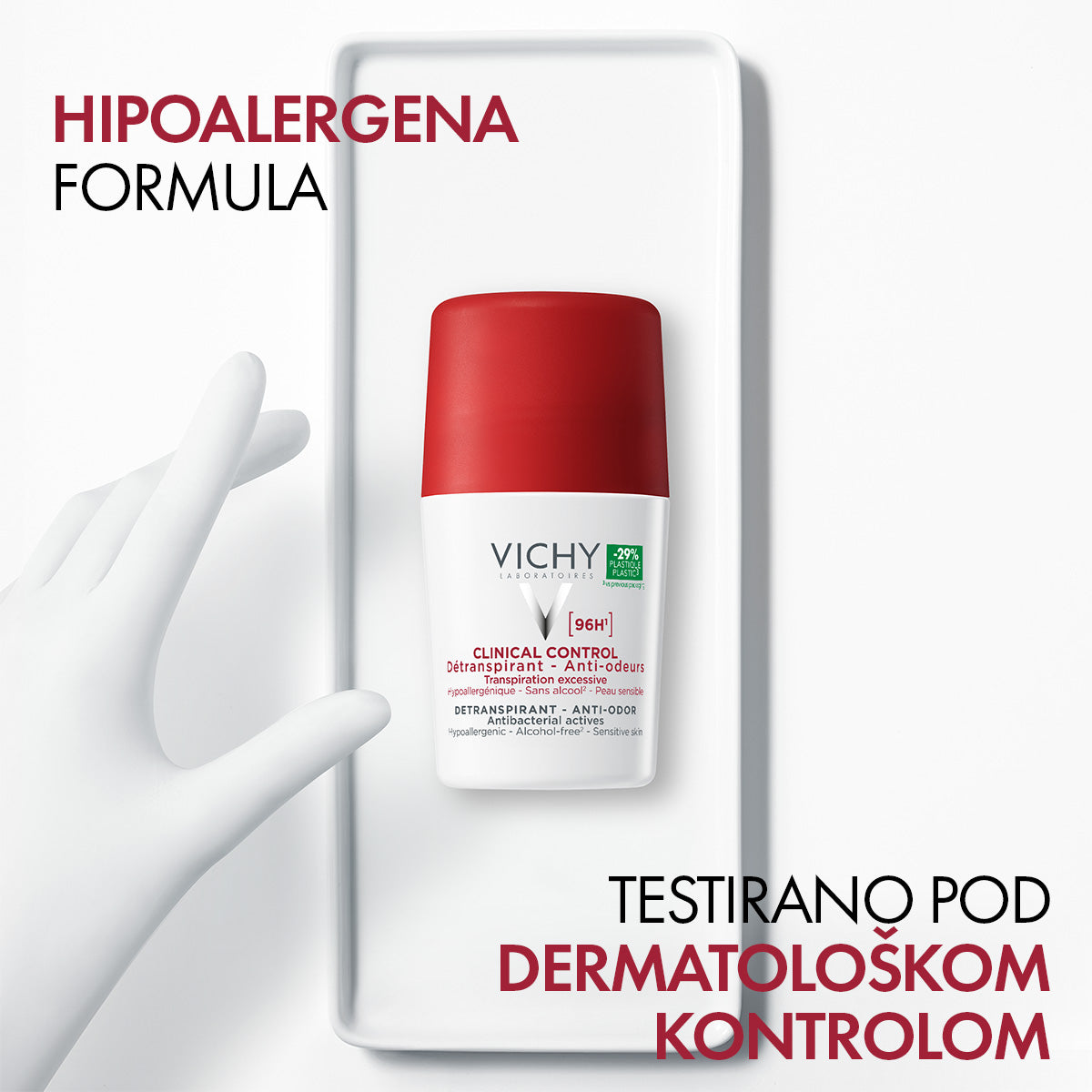 VICHY DÉODORANT CLINICAL CONTROL Roll-on dezodorans protiv neprijatnih mirisa do 96h, 50 ml