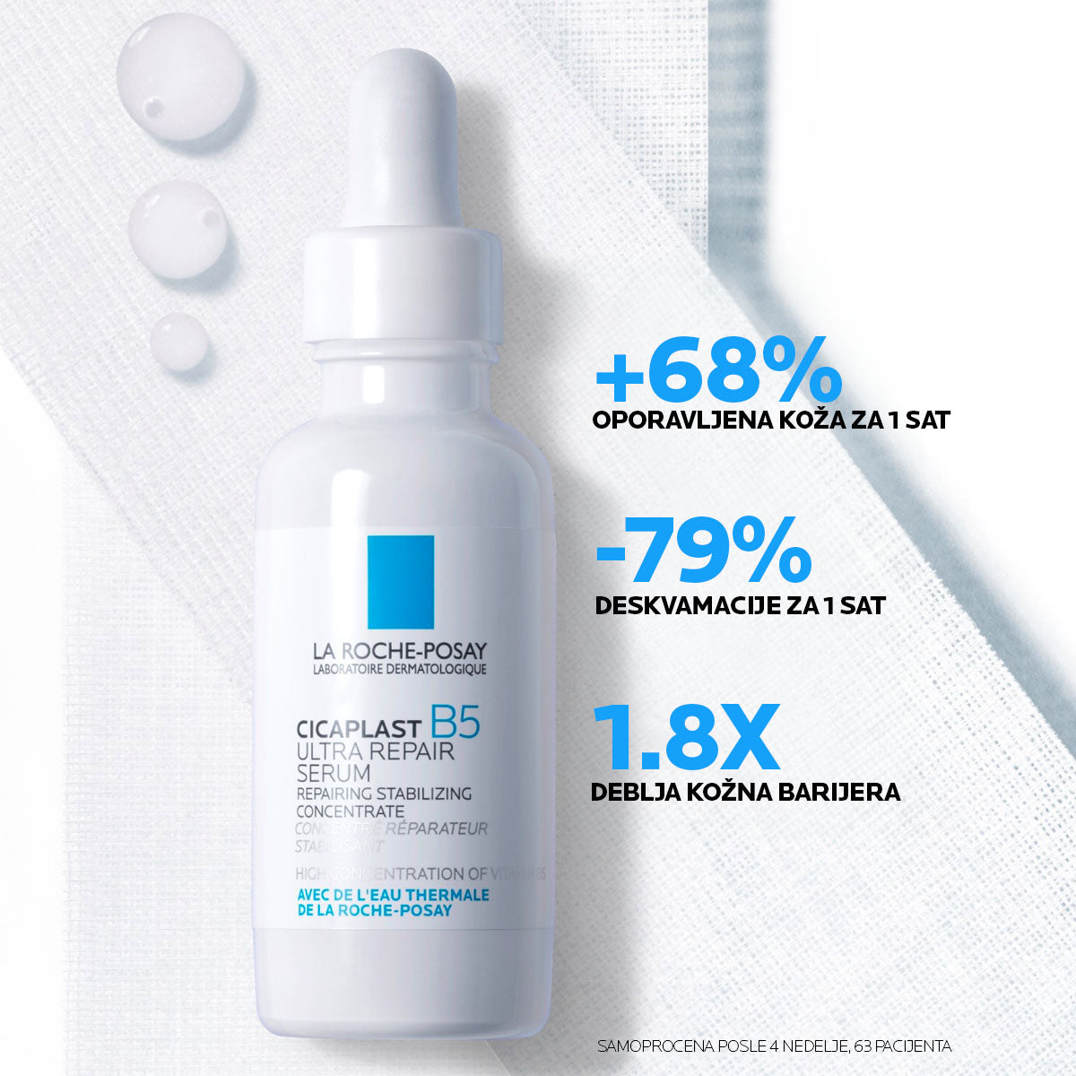 La Roche Posay CICAPLAST B5 SERUM Ultra-obnavljajući i hidratantni serum za dehidriranu i nadraženu kožu bez sjaja, 30 ml