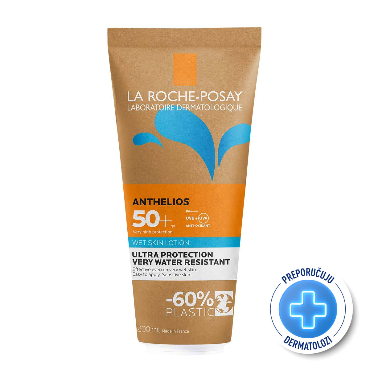 La Roche Posay ANTHELIOS Wet Skin Losion za zaštitu od sunca za mokru ili suvu kožu SPF 50+, 200 ml