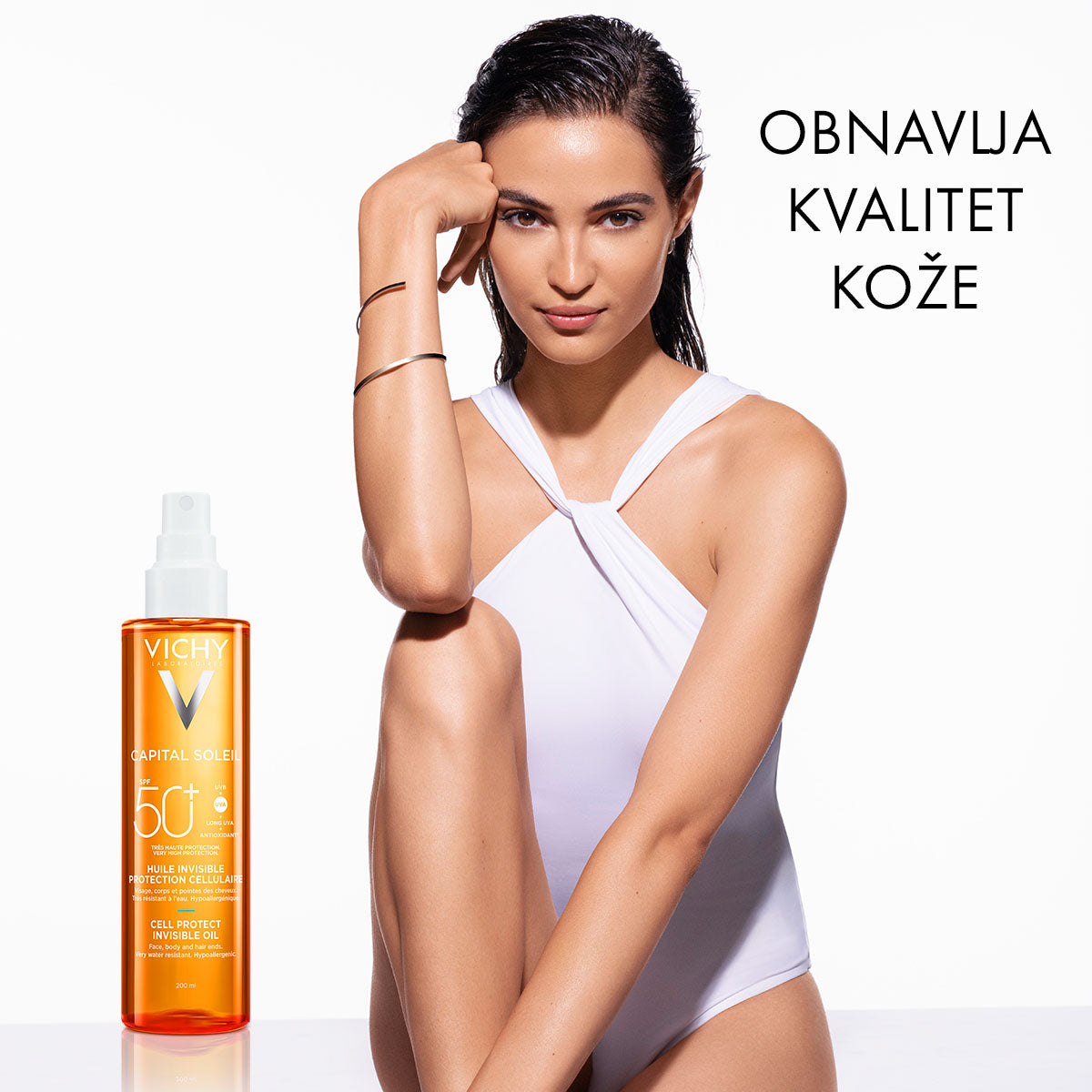 VICHY CAPITAL SOLEIL Zaštitno ulje za lice, telo I vrhove kose SPF 50+, 200 ml