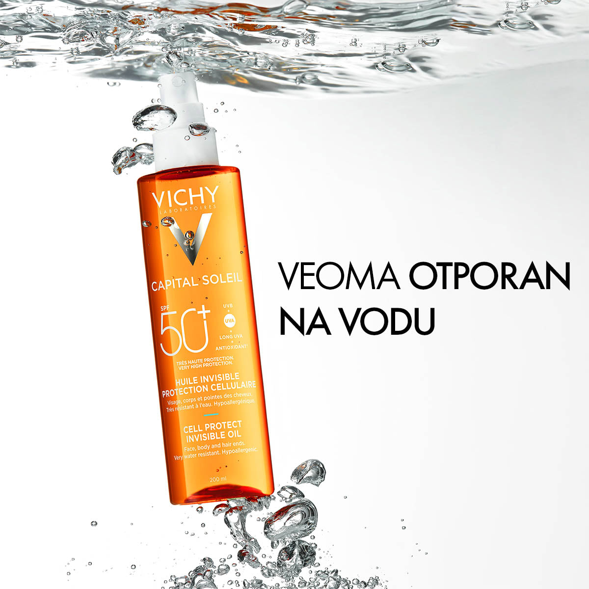 VICHY CAPITAL SOLEIL Zaštitno ulje za lice, telo I vrhove kose SPF 50+, 200 ml