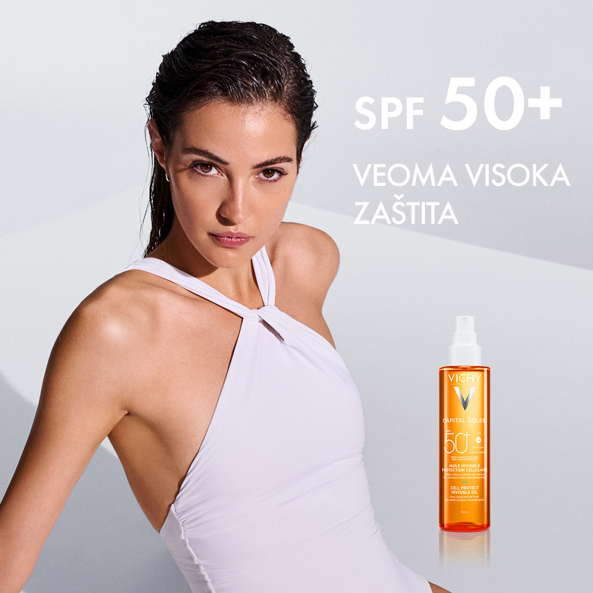 VICHY CAPITAL SOLEIL Zaštitno ulje za lice, telo I vrhove kose SPF 50+, 200 ml