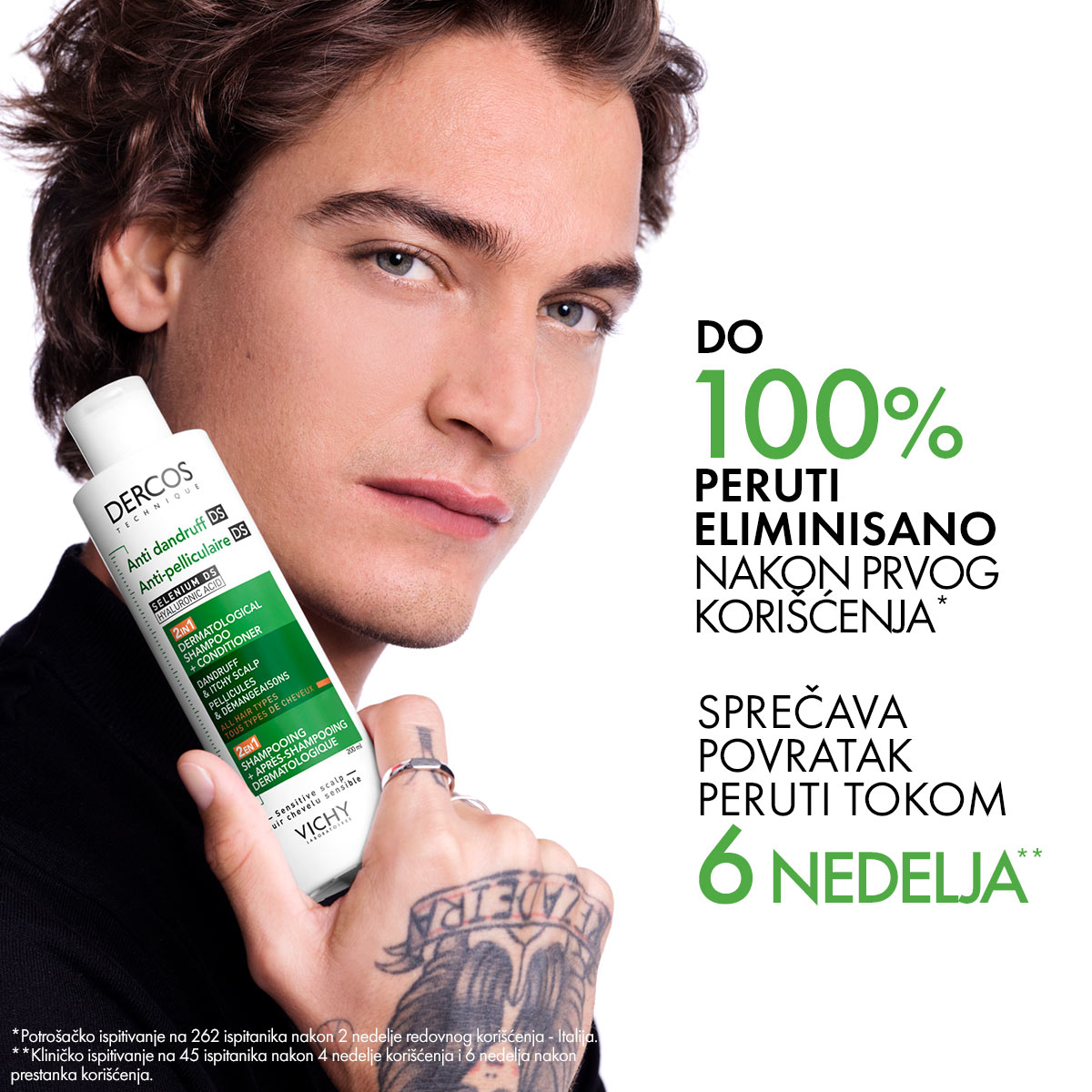 VICHY DERCOS šampon protiv peruti DS - 2 u 1: Dermokozmetički šampon i regenerator, 390 ml