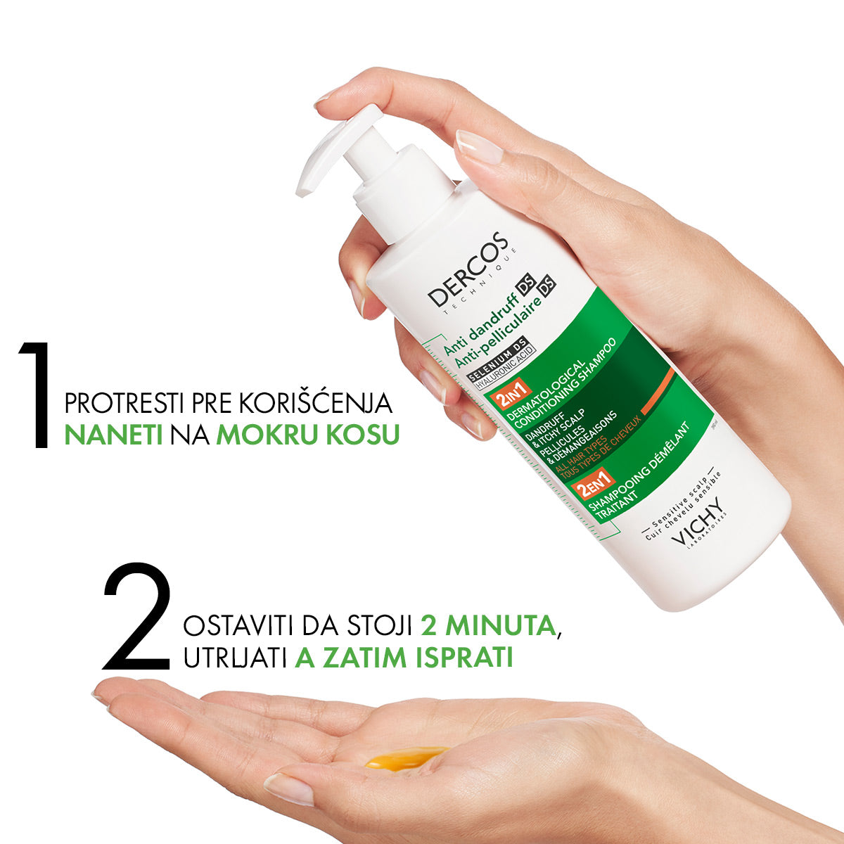 VICHY DERCOS šampon protiv peruti DS - 2 u 1: Dermokozmetički šampon i regenerator, 390 ml