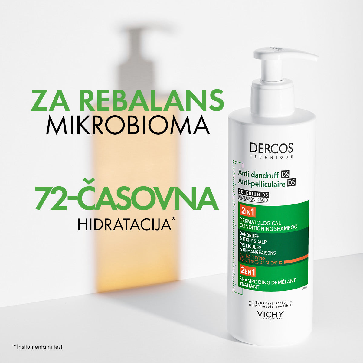 VICHY DERCOS šampon protiv peruti DS - 2 u 1: Dermokozmetički šampon i regenerator, 390 ml