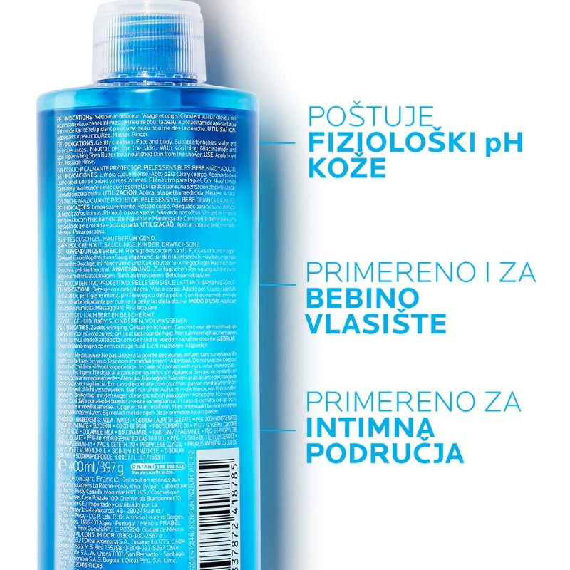La Roche Posay LIPIKAR GEL LAVANT Umirujući i zaštitni gel za tuširanje beba, dece i odraslih, za suvu kožu, 1L