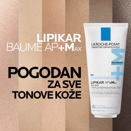 LA ROCHE POSAY LIPIKAR BAUME AP+MAX Balzam sa trostrukim delovanjem za ultrasuvu kožu sklonu atopijskom ekcemu, 200 ml