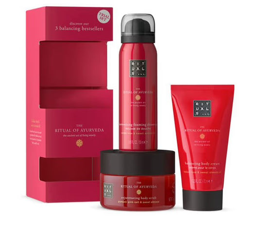 RITUALS AYURVEDA SET BODY SCRUB 125ML+BODY CREAM 70ML+FOMAING SG 50ML