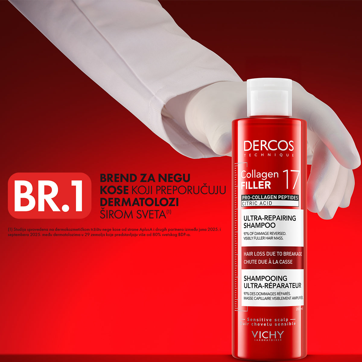 VICHY DERCOS COLLAGEN 17 FILLER ULTRA-OBNAVLJAJUĆI ŠAMPON, 200 ml